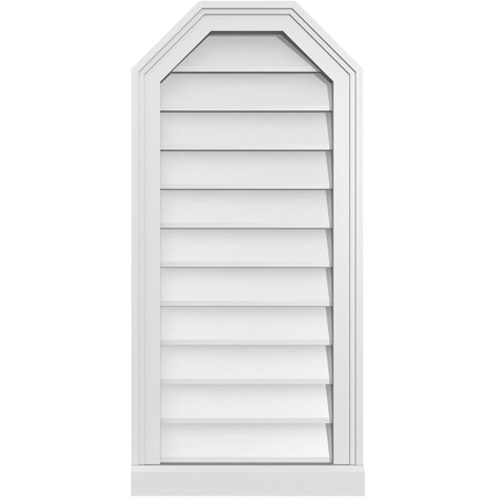 Ekena Millwork Octagonal Top Surface Mount PVC Gable Vent w/ 2"W x 2"P Brickmould Sill Frame, 16"W x 34"H GVPOT16X3403SN
